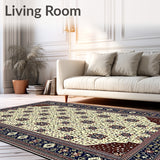 Intricate Geometric Area with Spotted Design and Floral Motifs(Beige)