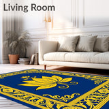 Lotus Medallion Mosaic with Ornate Border and Delicate Flourishes(Blue)