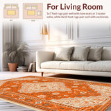 Ultra Soft Area Rug, Non Slip, Stain Resistant, Washable Area Rugs for Living Room, Bedroom, Boho Low Pile(Orange)