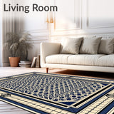 Classic Hexagonal Mosaic with Elegant Surrounding Frame Design(Blue)