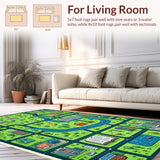 Ultra Soft Area Rug, Non Slip, Stain Resistant, Washable Area Rugs for Living Room, Bedroom, Race Track Play Mat(Green)