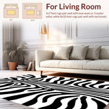 Safari Zebra Print Faux Suede Area(Black)