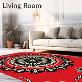 Burst Medallion Ornate Boho Chic Statement Floor Art (Red)
