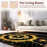 Ultra Soft Area Rug, Non Slip, Stain Resistant, Washable Area Rugs for Living Room, Bedroom, Boho Celestial Moon Stars(Black)