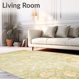 Indoor Area Non Slip Beige with Abstract Floral Design(Green)