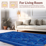 Ultra Soft Area Rug, Non Slip, Stain Resistant, Washable Area Rugs for Living Room, Bedroom, Modern Geometric Trellis(Blue)