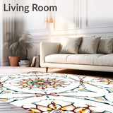 Subtle Interlocking Medallion with Boho Motifs (Brown)