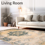 Accent Showcasing a Classic Distressed Oushak Style(Beige)