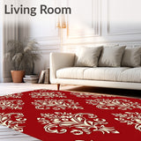Classic Damask Flourish with Botanical Motifs(Red)