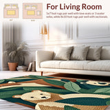 Ultra Soft Area Rug, Non Slip, Stain Resistant, Washable Area Rugs for Living Room, Bedroom, Vintage Animal Print Nursery Low Pile Carpet(Green)