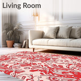 Vintage Botanical Scroll With Repeating Floral And Foliage (Red)