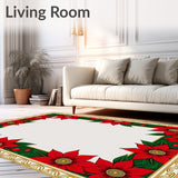 Poinsettia Bloom Christmas Entry with Golden Bell Borders(Red)