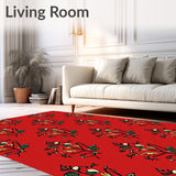 Stylized Amber Woods Motif with Flourished Botanical Embellishments(Red)