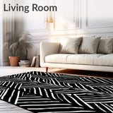 Abstract Chevron Wave Modern Contemporary Decorative Floor Covering (Black)