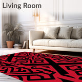 Elegant Motif Featuring Interlocking Chevron and Shapes(Red)