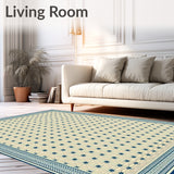 Chateau Collection Desert Oasis Area Beige Blue Geometric Diamond Grid(Beige)