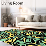 Fresh Palm Frond Mosaic with Abstract Interlocking Festive(Black)