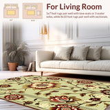 Ultra Soft Area Rug, Non Slip, Stain Resistant, Washable Area Rugs for Living Room, Bedroom, Soft Floral Transitional Living Room Rug(Beige)