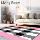 Classic Buffalo Check Interlocking with Vintage Farmhouse Motifs (Black)