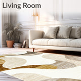 Chic Area with Artistic Beige and Coffee Swirl Design(Beige)