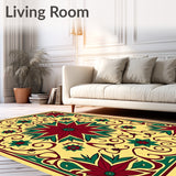 Vintage Poinsettia Tapestry with Abstract Flourishes(Ivory)