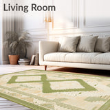 Patio Backyard Easy Cleaning Beige Sage Green Diamond Area(Beige)