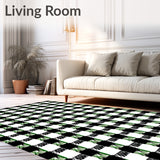 Welcome ish Checkered Plaid Entry with Bold Contrast Stripes(Black)
