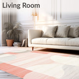 Geometric Harmony Cream & Pink Accent Area Beige Touch(Gray)