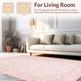 Blush Floral Bloom Rug for Girls Play Space and Nursery(Pink)