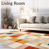 Chromatic Cubes Abstract Area in Multi Beige Tones(Beige)