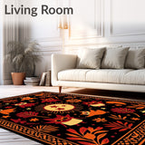 Harvest Moon Woodland Creatures Playful Scene Decorative(Black)