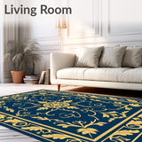 Art Nouveau Garden Motif with Stylized Blossoms and Whimsical Scrolls (Blue) - ODIKA