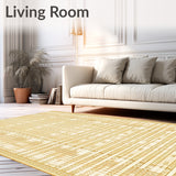Geometric Tan Rug Indoor Carpet(Gold)