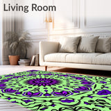 Ornate Tapestry Design with Intricate Floral Motifs(Green)