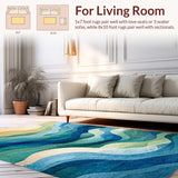 Ocean Waves Area Abstract Coastal Design(Blue)