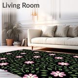 Petal Cascade Showcasing Boho Florals and Flowing Vine (Black)