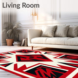 Abstract Chevron Design with Bold Zigzag Motifs(Red)