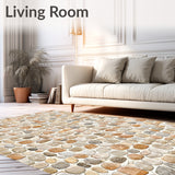 Contemporary Pebble Stone Beige with Shapes(Beige)