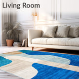 Modern Abstract Blue & Beige Area(Blue)