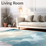 Dreamscape Collection Round Abstract Cloud in Serene Blue Beige(Beige)