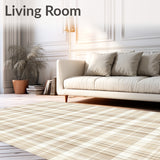 Elegant Cream and Beige Plaid Printed with Non Slip Surface Texture(Beige)