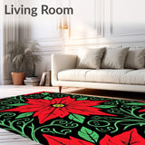 Elegant Poinsettia Blossom Medallion with Twisting Vine Details(Red)