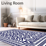 Arabesque Tile Mosaic Inspired Floor Covering Design(Blue)