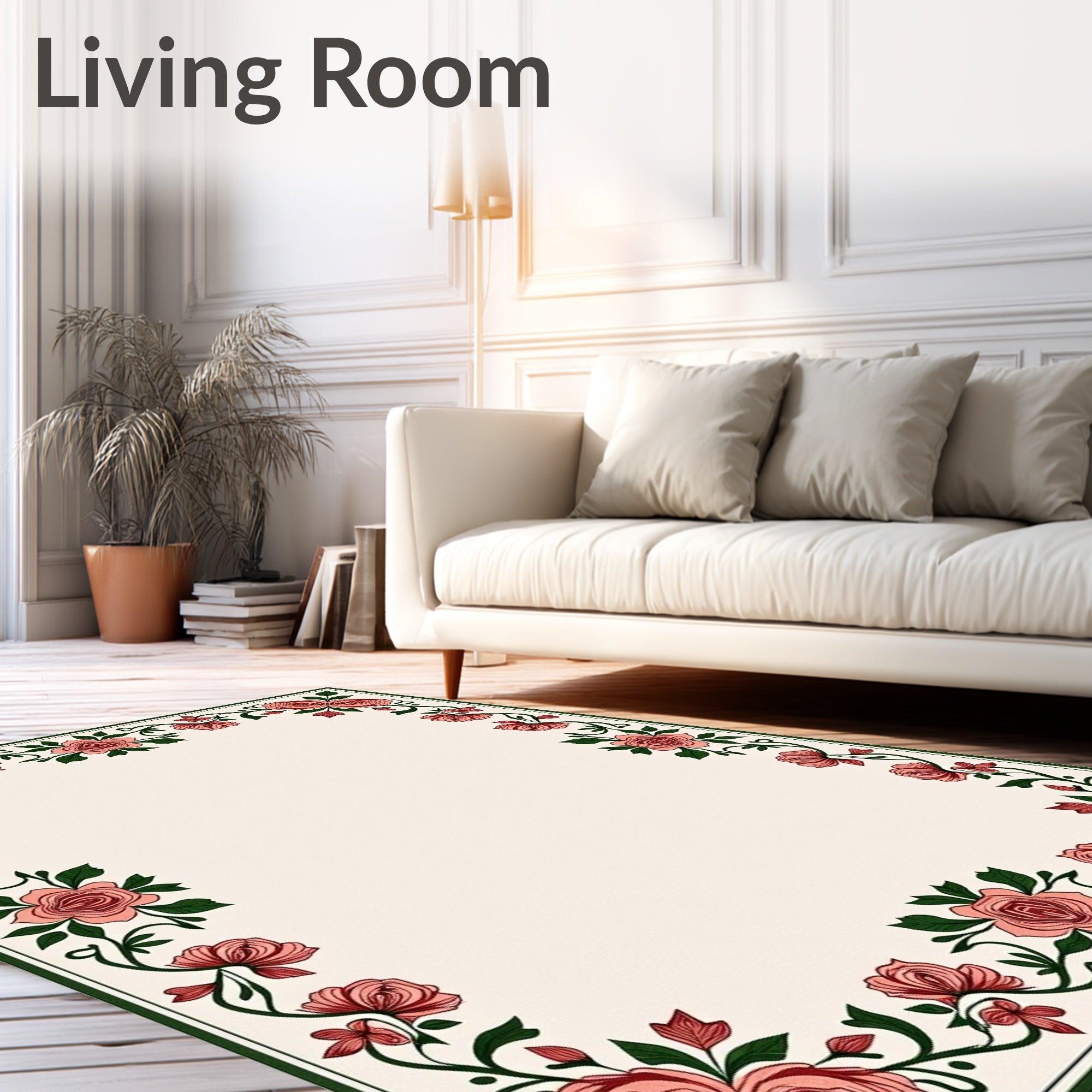 Rose Garden Tapestry Design Floor Covering (Pink) - ODIKA