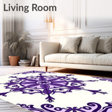 Whimsical Floral Medallion with Vintage Lattice Motifs (Purple)