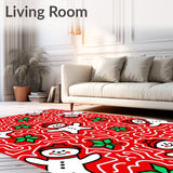 Festive Snowman Wonderland Interlocking Swirl Holiday Accent(Red)