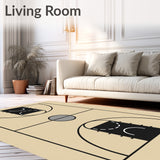 Basketball Court Beige Floor Black Key Black Lines Gray Circle(Beige)