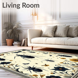 Elegant Insect Artistry Area with Sophisticated Floral Medallions(Ivory)