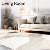 Half Circle Area Modern Minimalist Curved Line Non Skid(Beige)