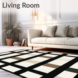 Elegant Geometric Striped Area with Black and Beige Contrast(Beige)